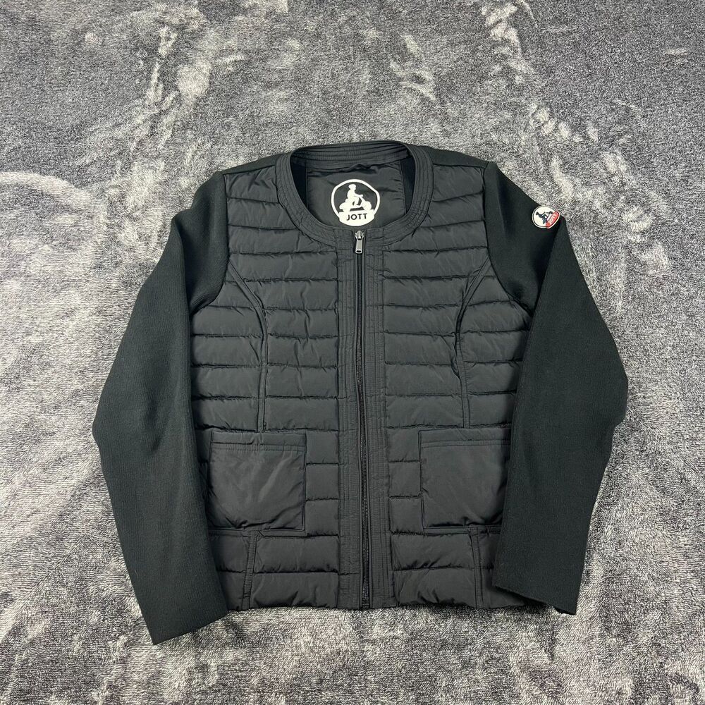 JOTT Almeria Lightweight Puffer Jacket Black Full Zip Pockets Women's M